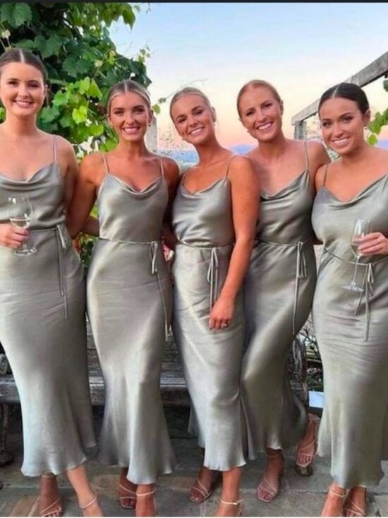 NWT Shona Joy La Lune Bias Cowl Midi Dress In Sage Size USA8 - Picture 6 of 15